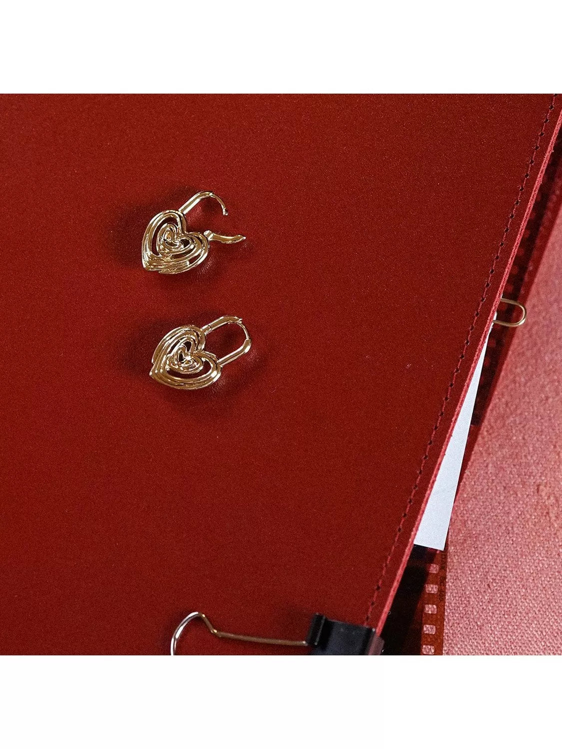 Daisy London 18ct gold plated scribble heart hoop earrings (British brand)