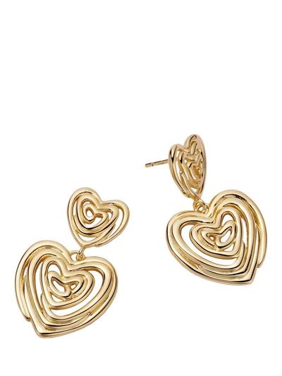 John Lewis Daisy London 18ct Gold Plated Scribble Heart Stud Drop Earrings, Gold- Buy online at McGrocer