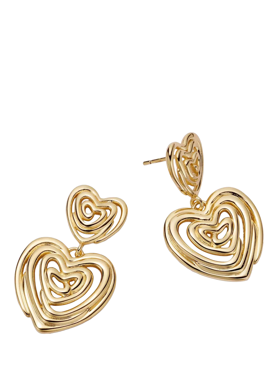 Daisy London 18ct gold plated scribble heart stud earrings - British product