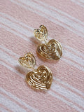 Daisy London 18ct gold plated scribble heart stud earrings - British product