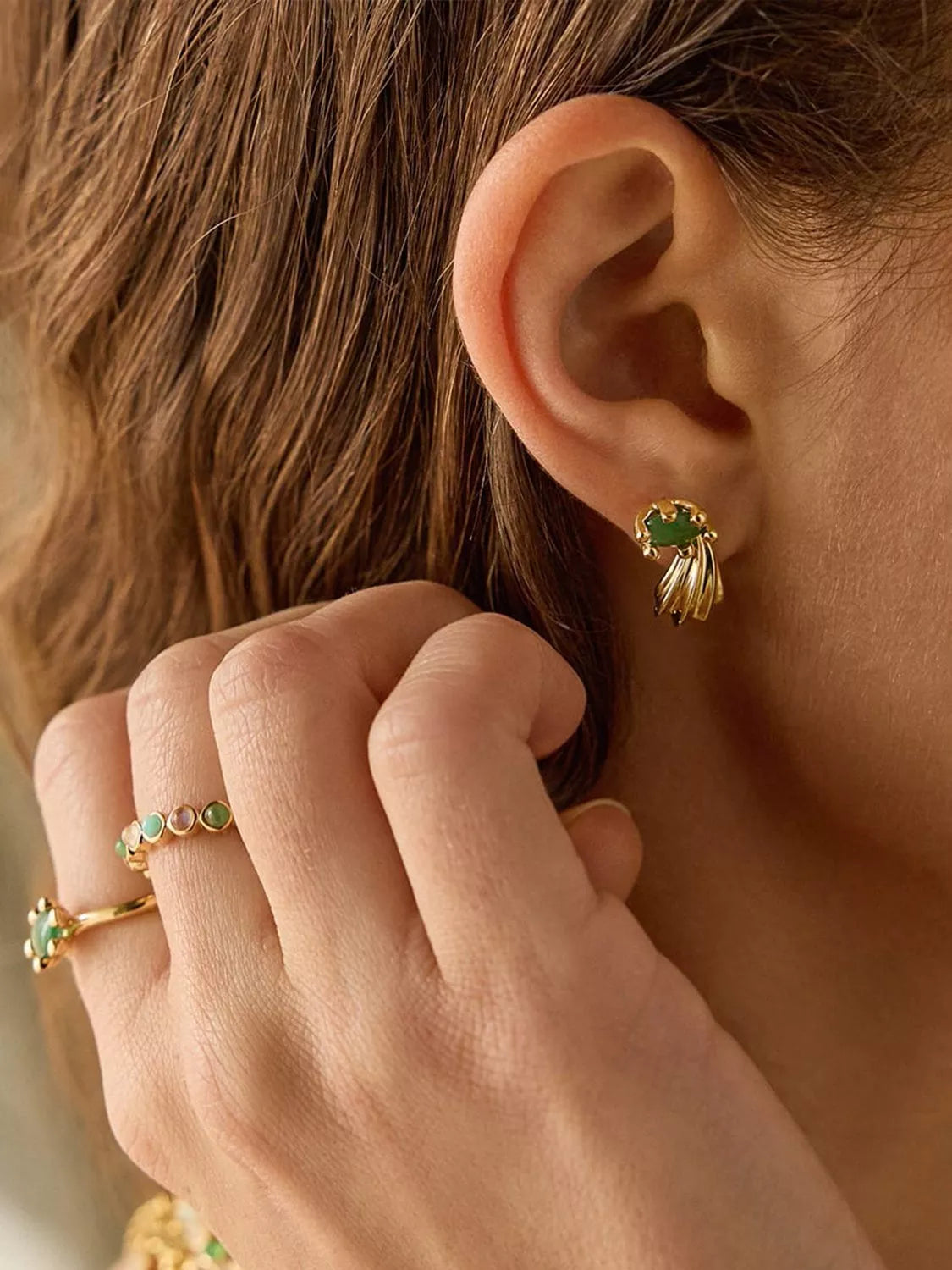 Daisy London mini gold wave stud earrings (British brand)