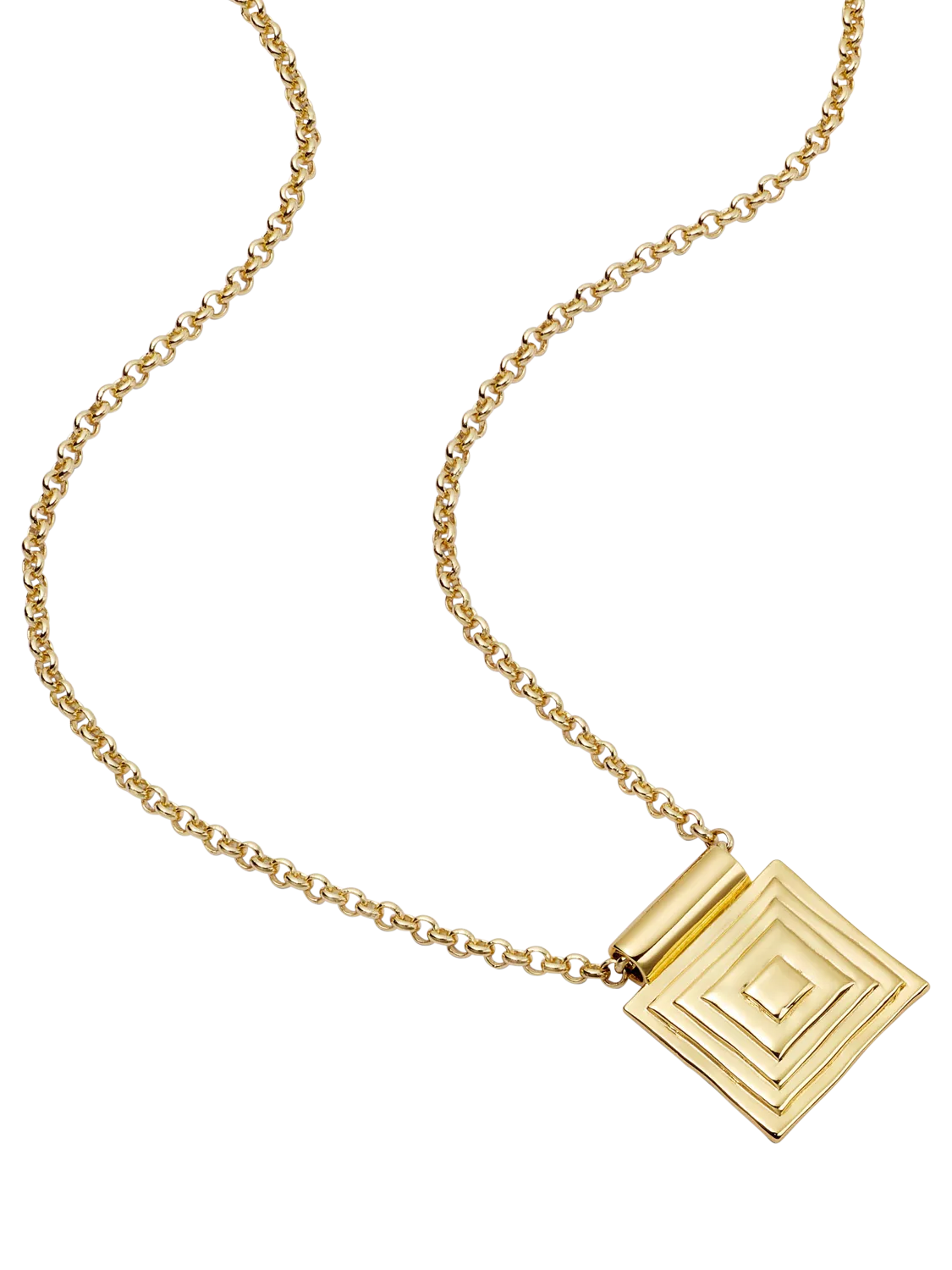 Daisy London gold plated layered square pendant necklace (British brand)