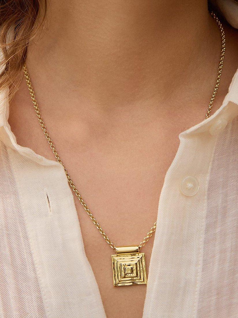 Daisy London gold plated layered square pendant necklace (British brand)