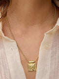 Daisy London gold plated layered square pendant necklace (British brand)