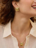 Daisy London gold plated layered square pendant necklace (British brand)