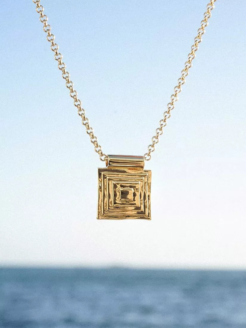 Daisy London gold plated layered square pendant necklace (British brand)