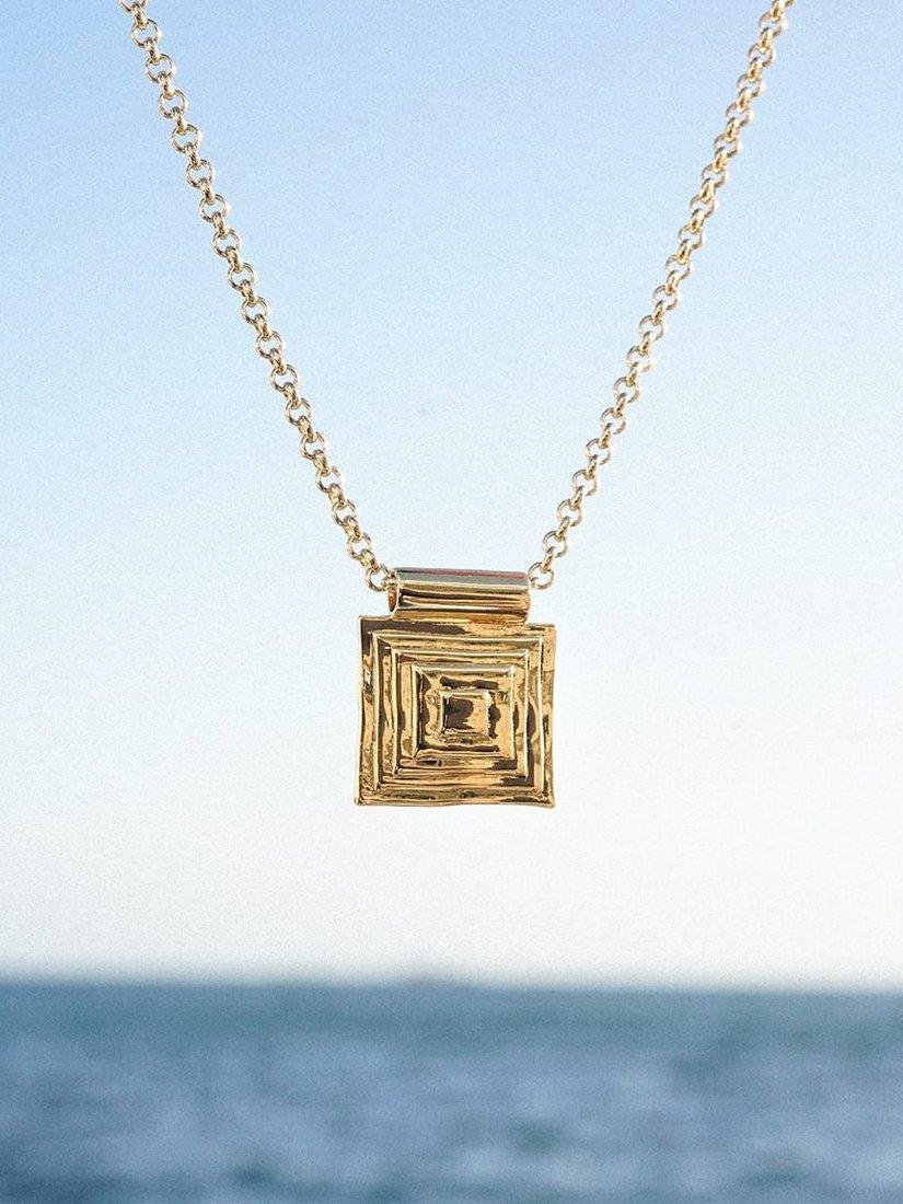 Daisy London gold plated layered square pendant necklace (British brand)