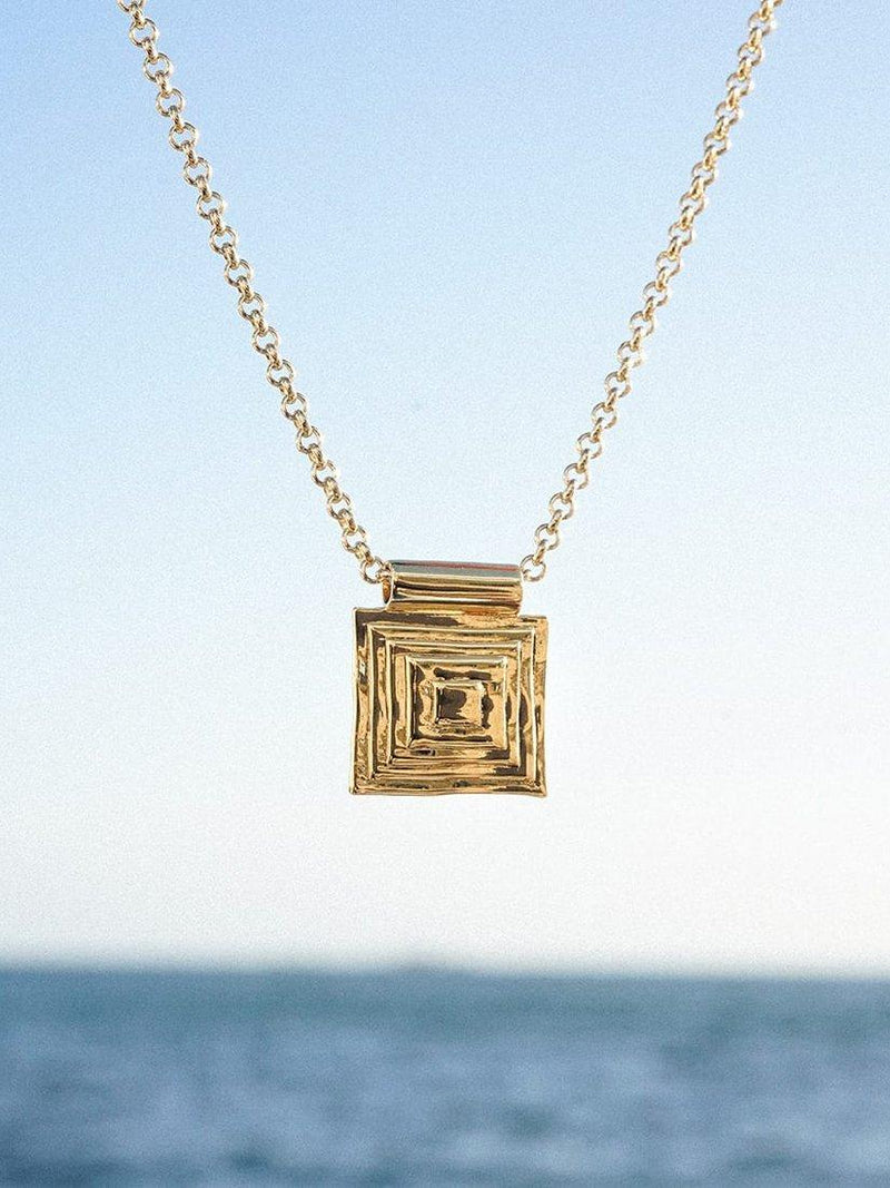 Daisy London gold plated layered square pendant necklace (British brand)