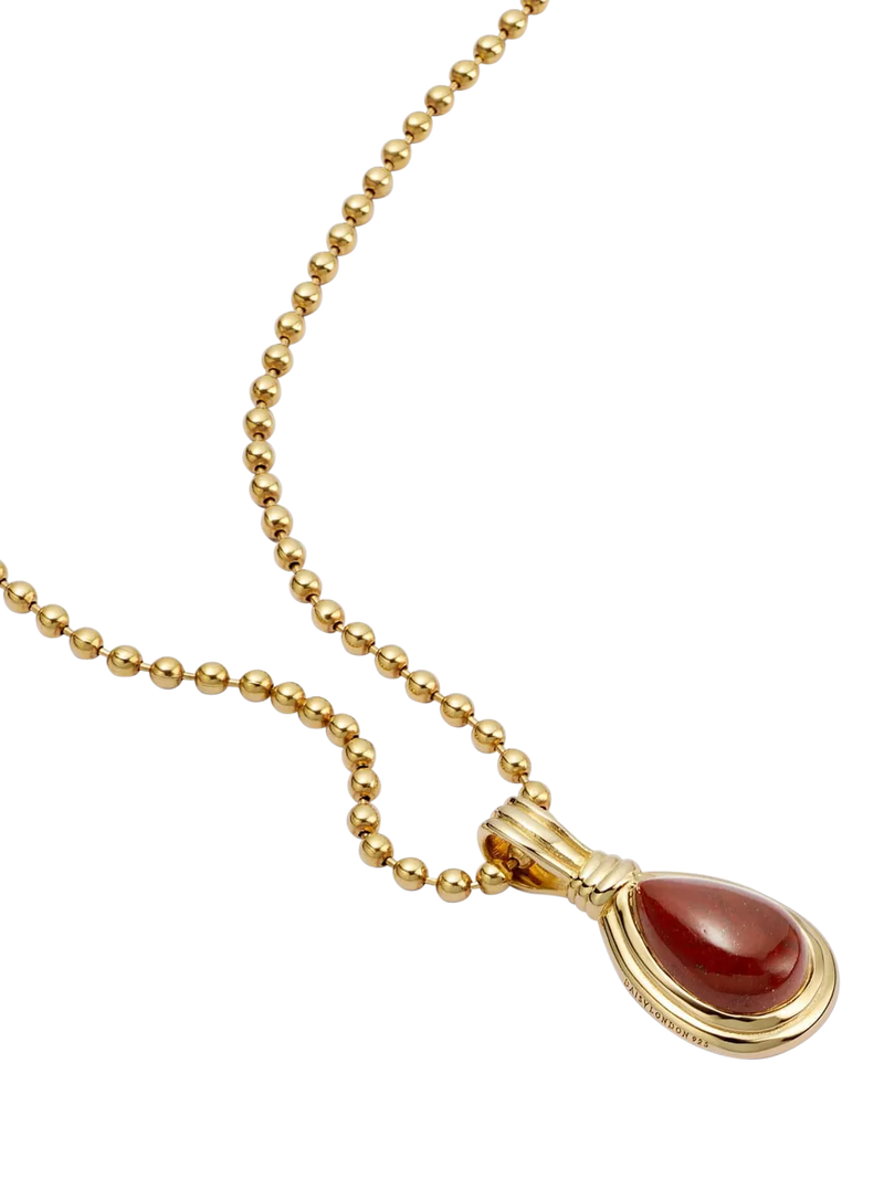 Daisy London gold plated jasper pendant necklace (British brand)