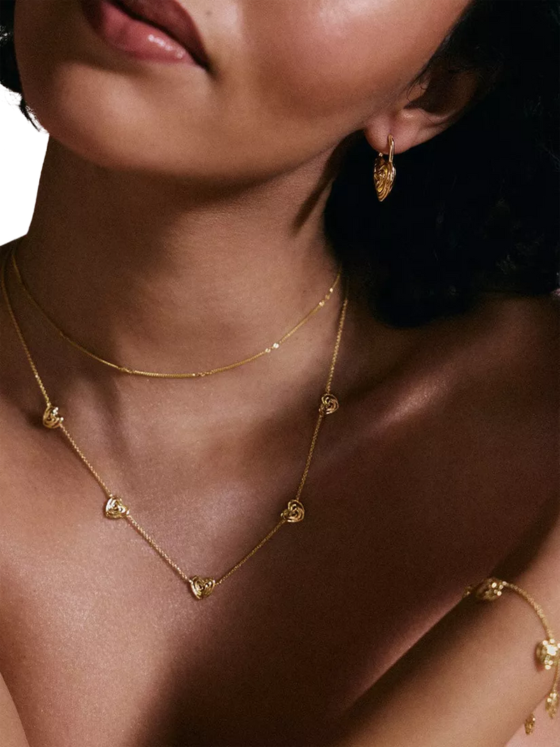 Daisy London 18ct gold plated scribble heart necklace - British product