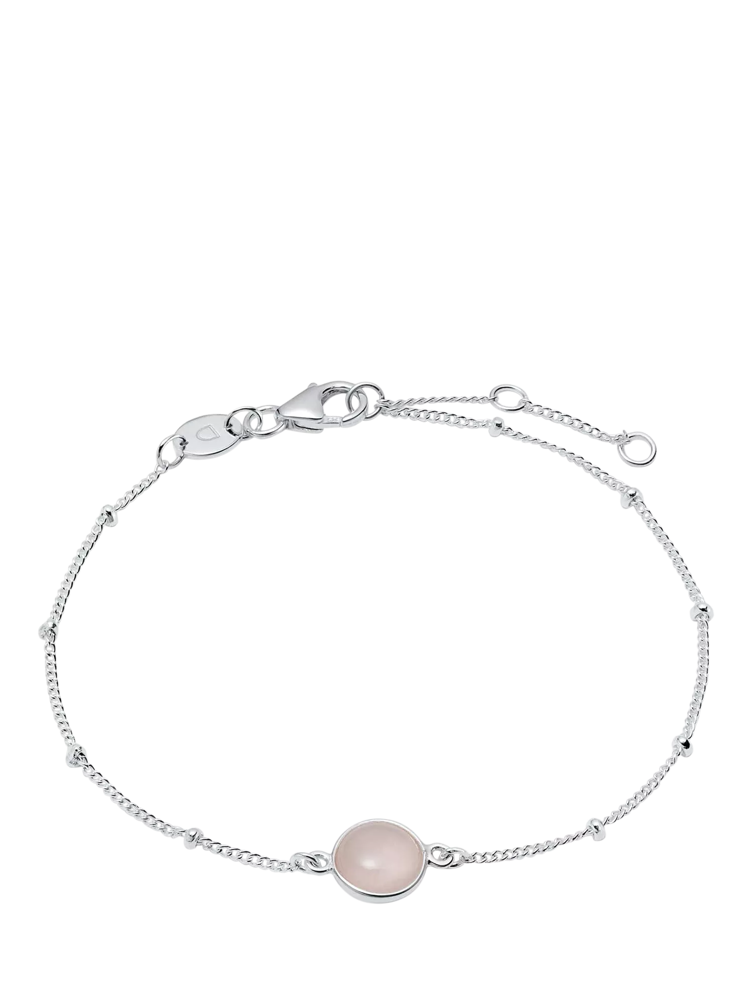 Daisy London sterling silver rose quartz bracelet adjustable 165mm-195mm, imported from the UK