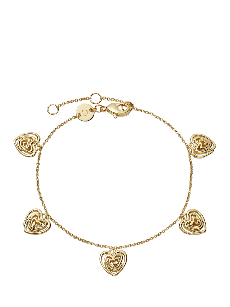 Daisy London gold plated heart charm bracelet 18ct (British brand)