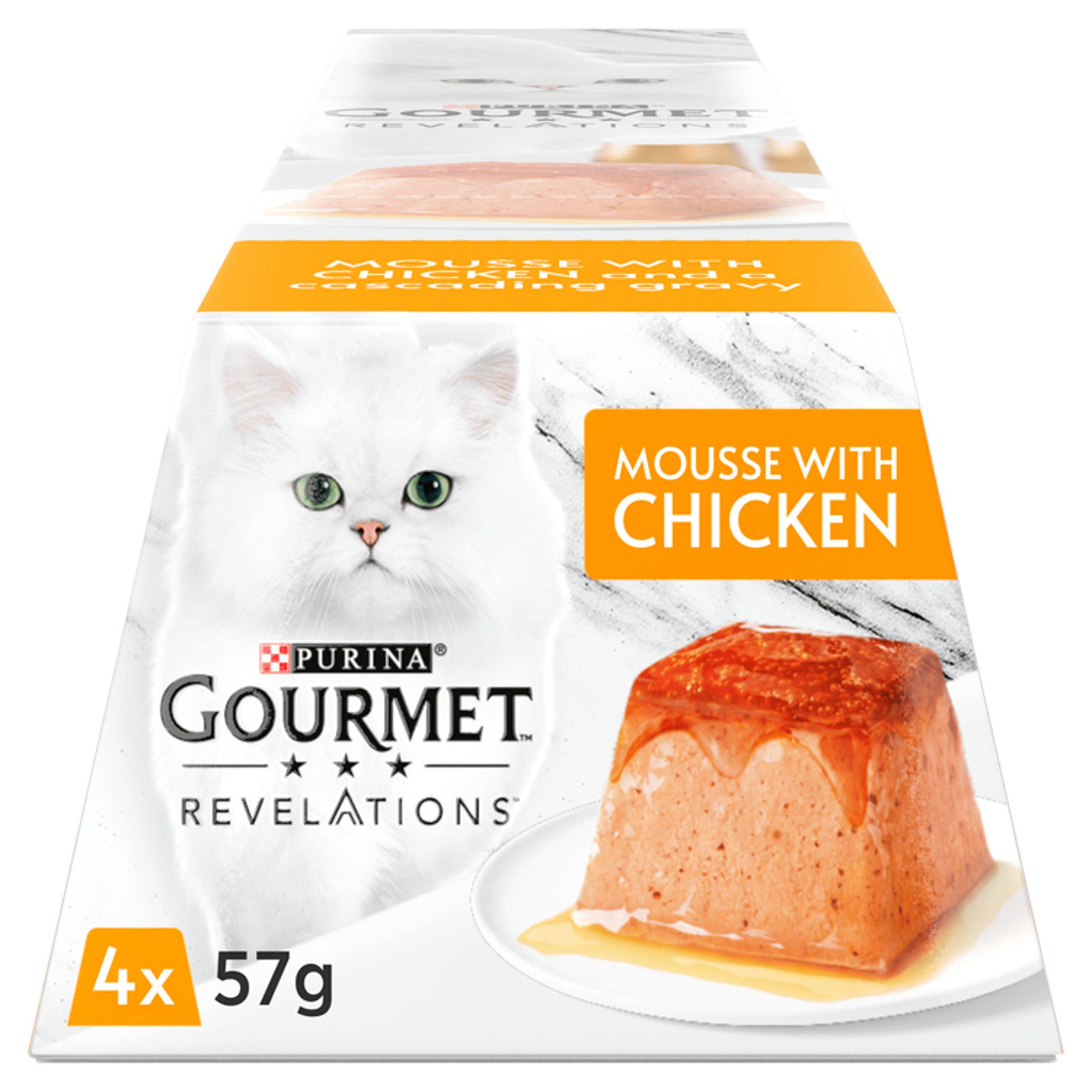 Gourmet Revelations Mousse with Chicken and a Cascading Gravy 4x57g (228g) Cat pouches & trays Sainsburys   