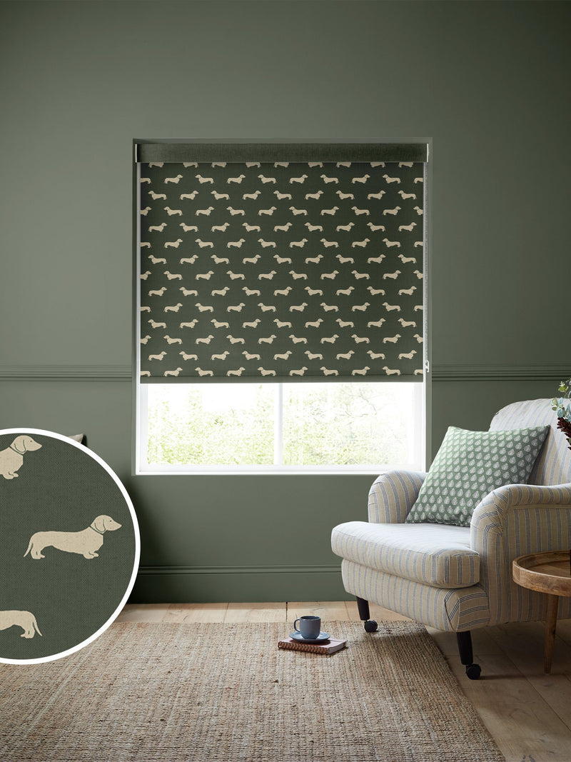 Emily Bond dachshund roller blind made to measure (British brand)