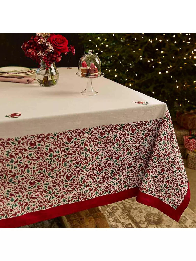 Spode Yuletide cotton tablecloth red 180x140cm (British brand)