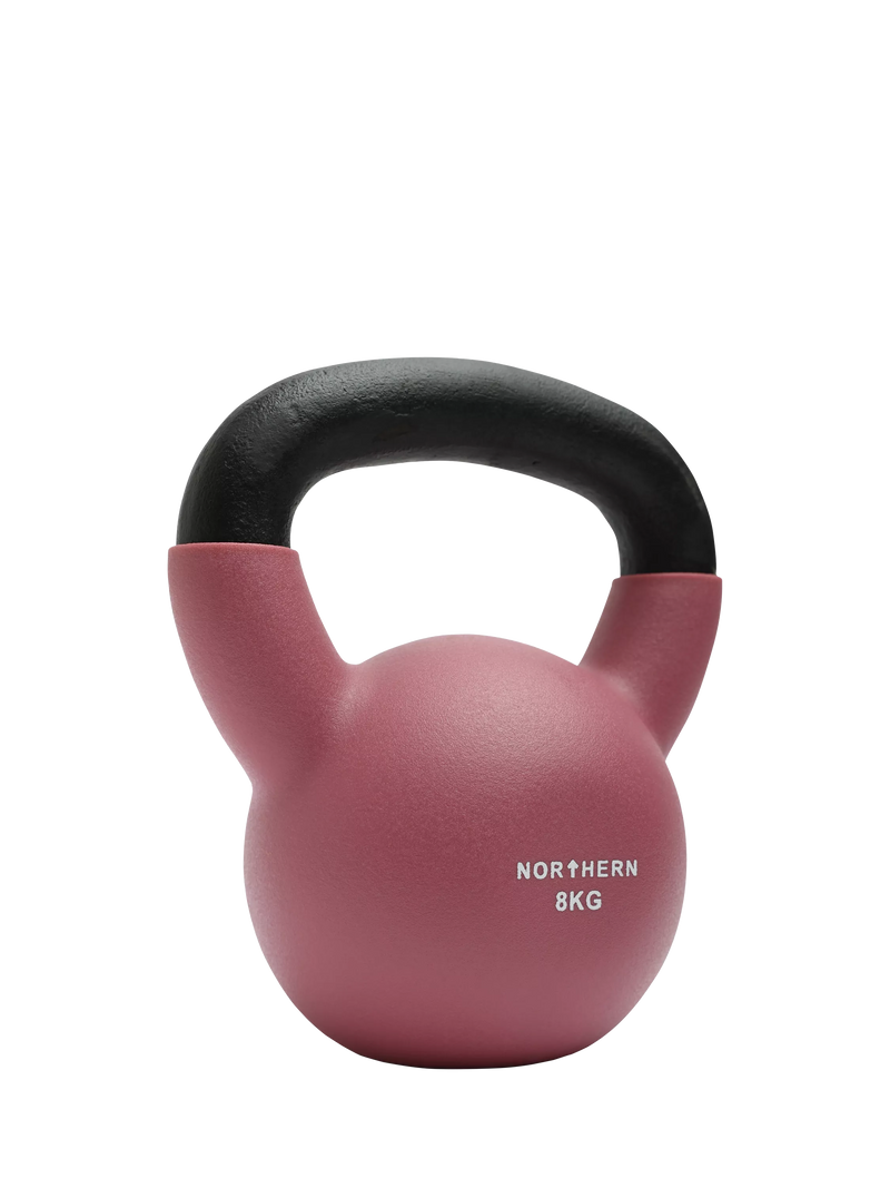 Northern Gym Equipment Neoprene Coated Cast Iron Kettlebell, 8kg, Dusk Pink