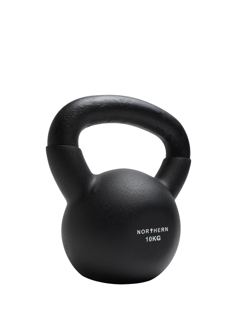 Northern Gym Equipment 10kg neoprene coated cast iron kettlebell, imported from the UK