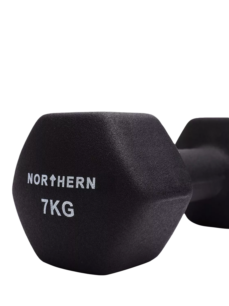 Northern Gym Equipment Neoprene Hex Dumbbell 7kg Black, imported from the UK