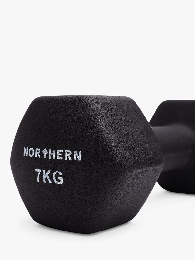Northern Gym Equipment Neoprene Hex Dumbbell 7kg Black, imported from the UK