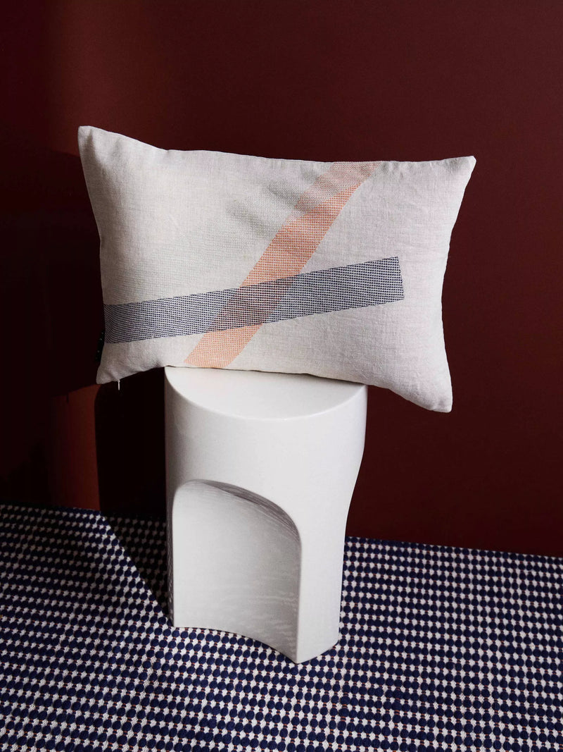 Conran Shop Furrow linen cushion sage orange, imported from the UK
