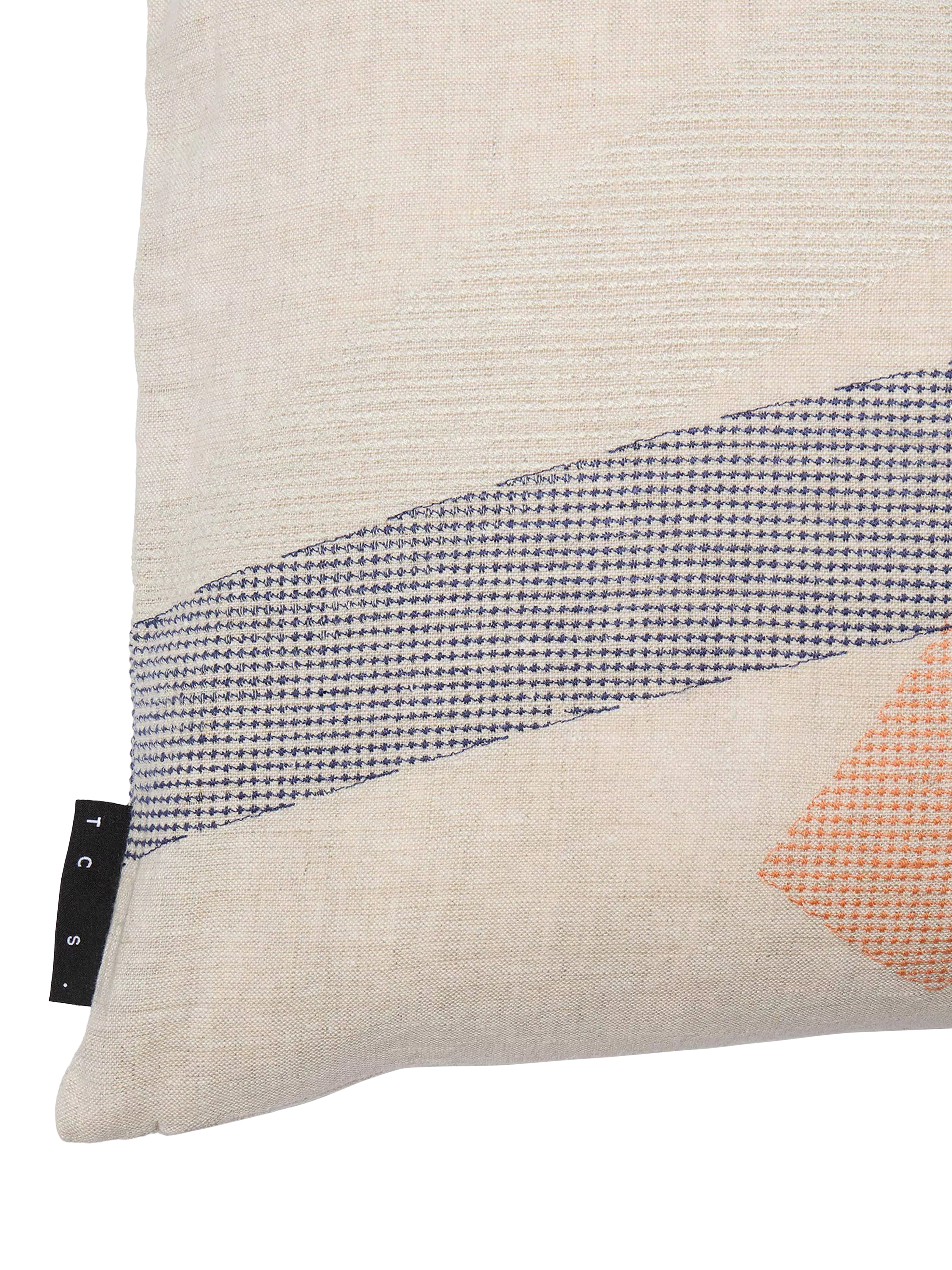 Conran Shop Furrow linen cushion sage orange, imported from the UK