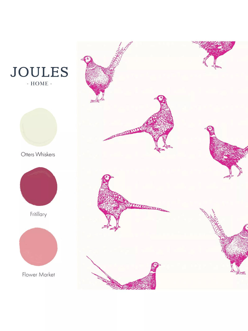 Joules Flirty Pheasants wallpaper Truly Pink (British brand)