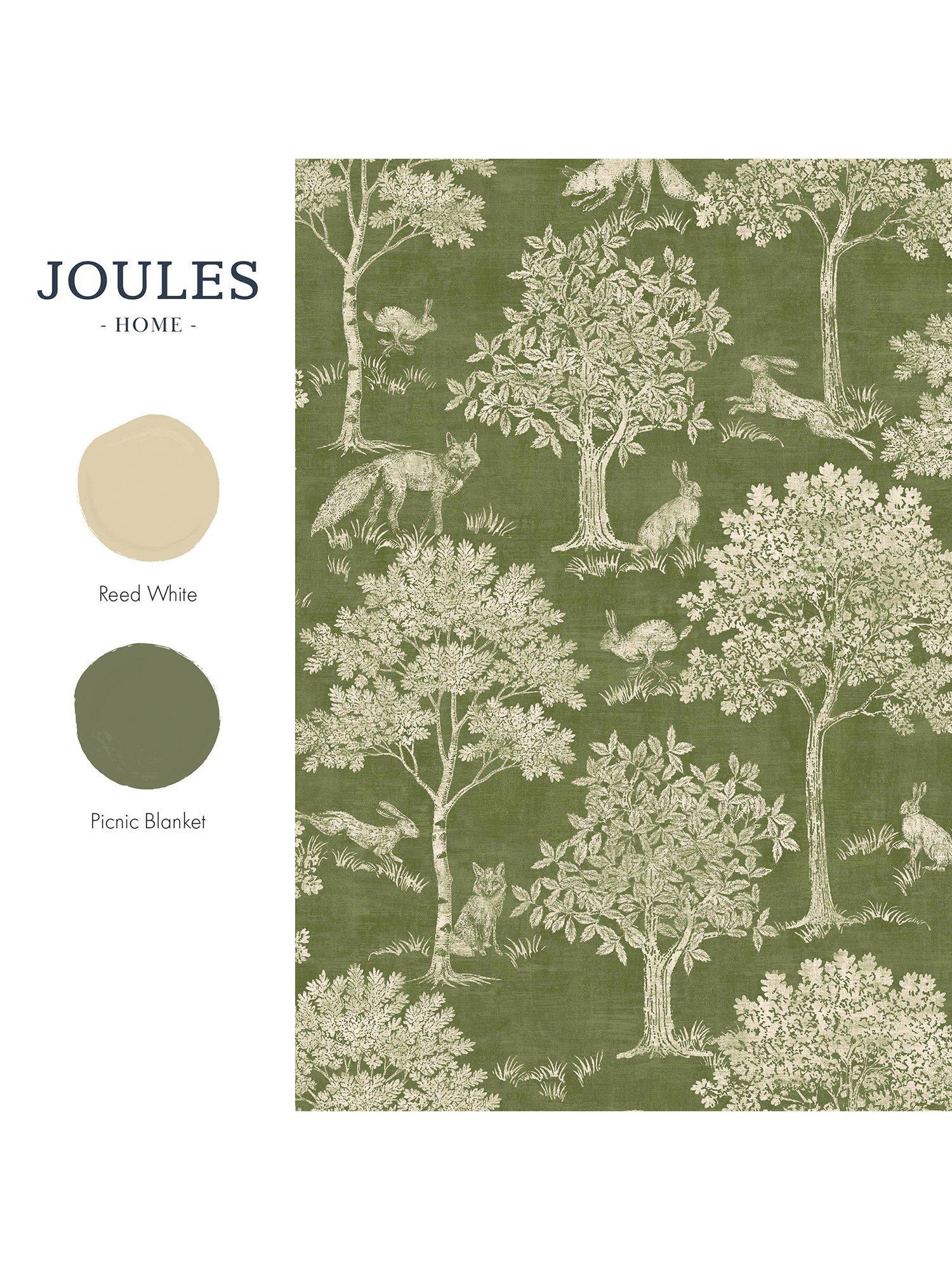 Joules Fox and Hare olive green wallpaper, imported from the UK