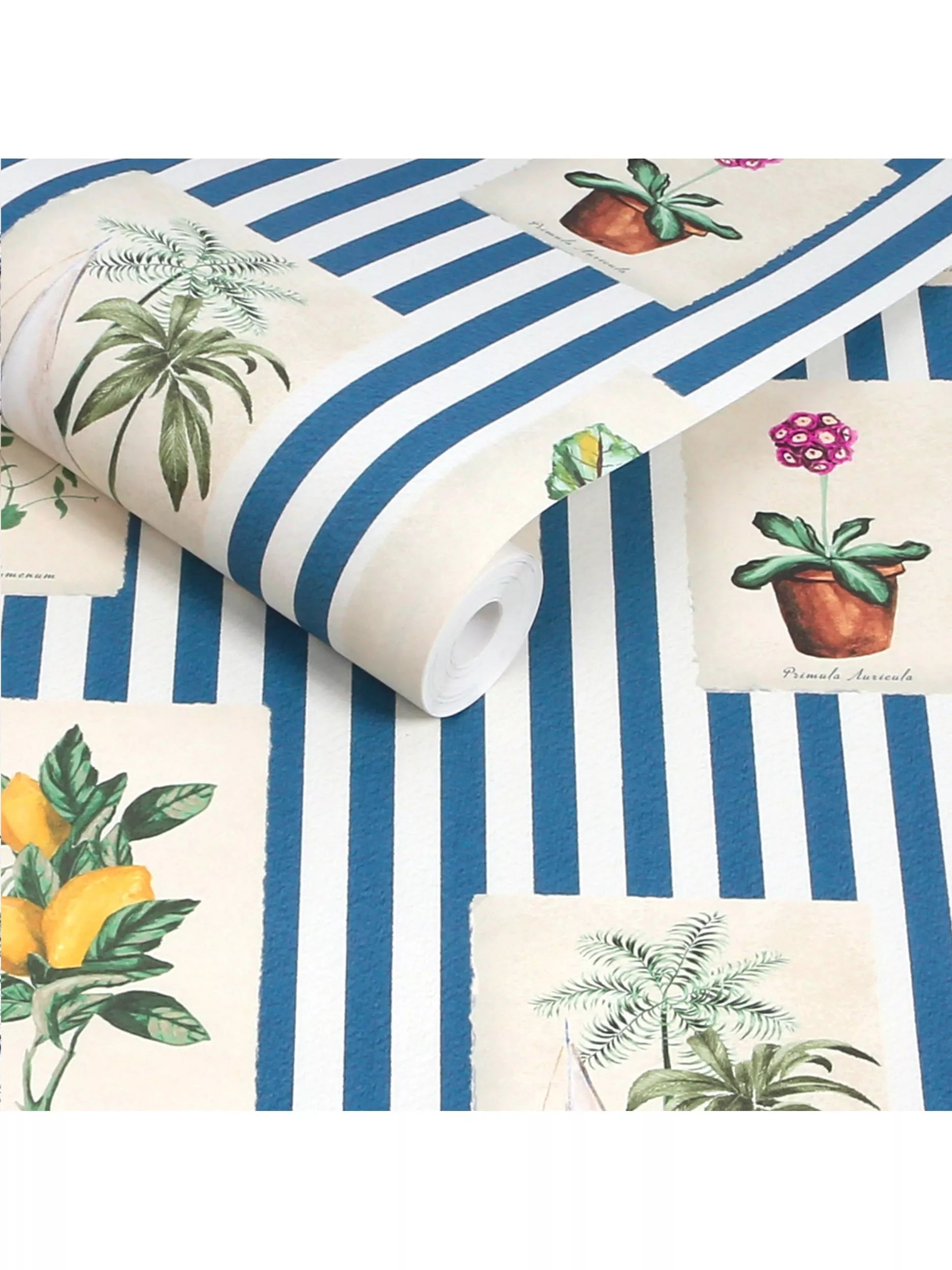 Joules Gallery Wall Stripe Wallpaper in blue (British brand)