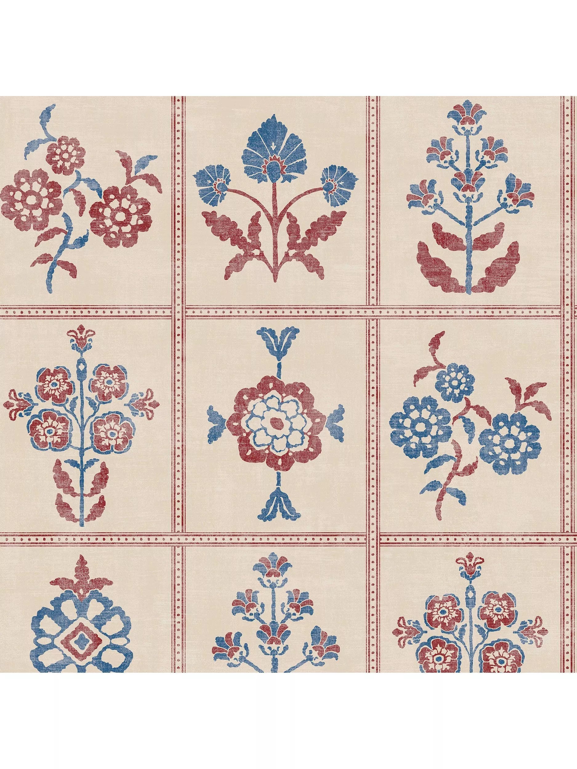 Joules Garden Floral Grid Wallpaper