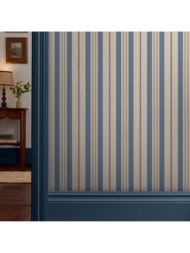 Joules Grove Stripe Wallpaper in pink and blue, UK version