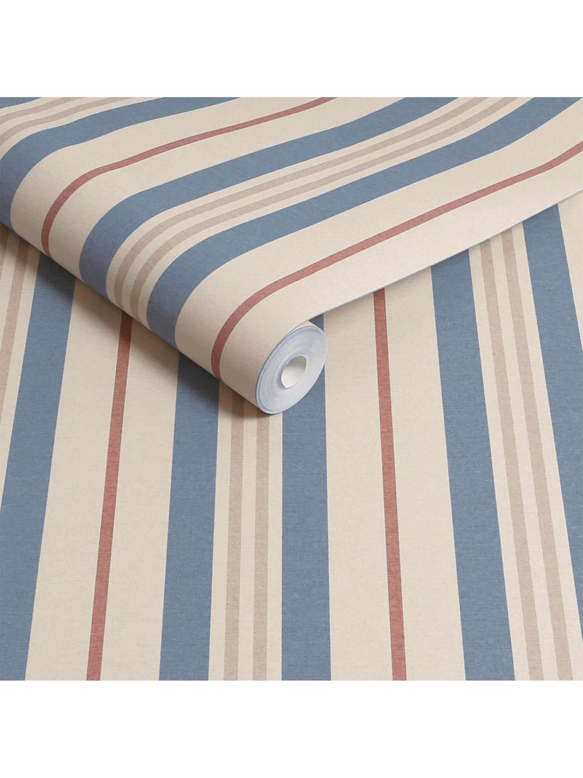 Joules Grove Stripe Wallpaper in pink and blue, UK version