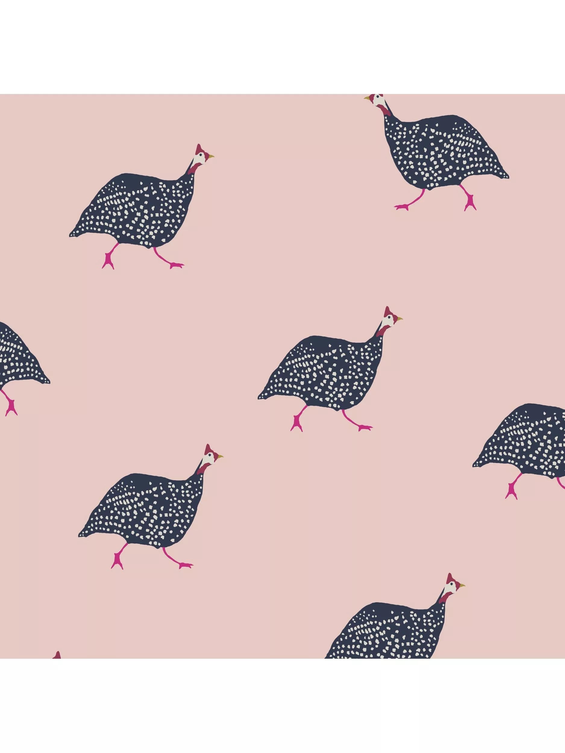 Joules guinea fowl wallpaper blush pink, imported from the UK