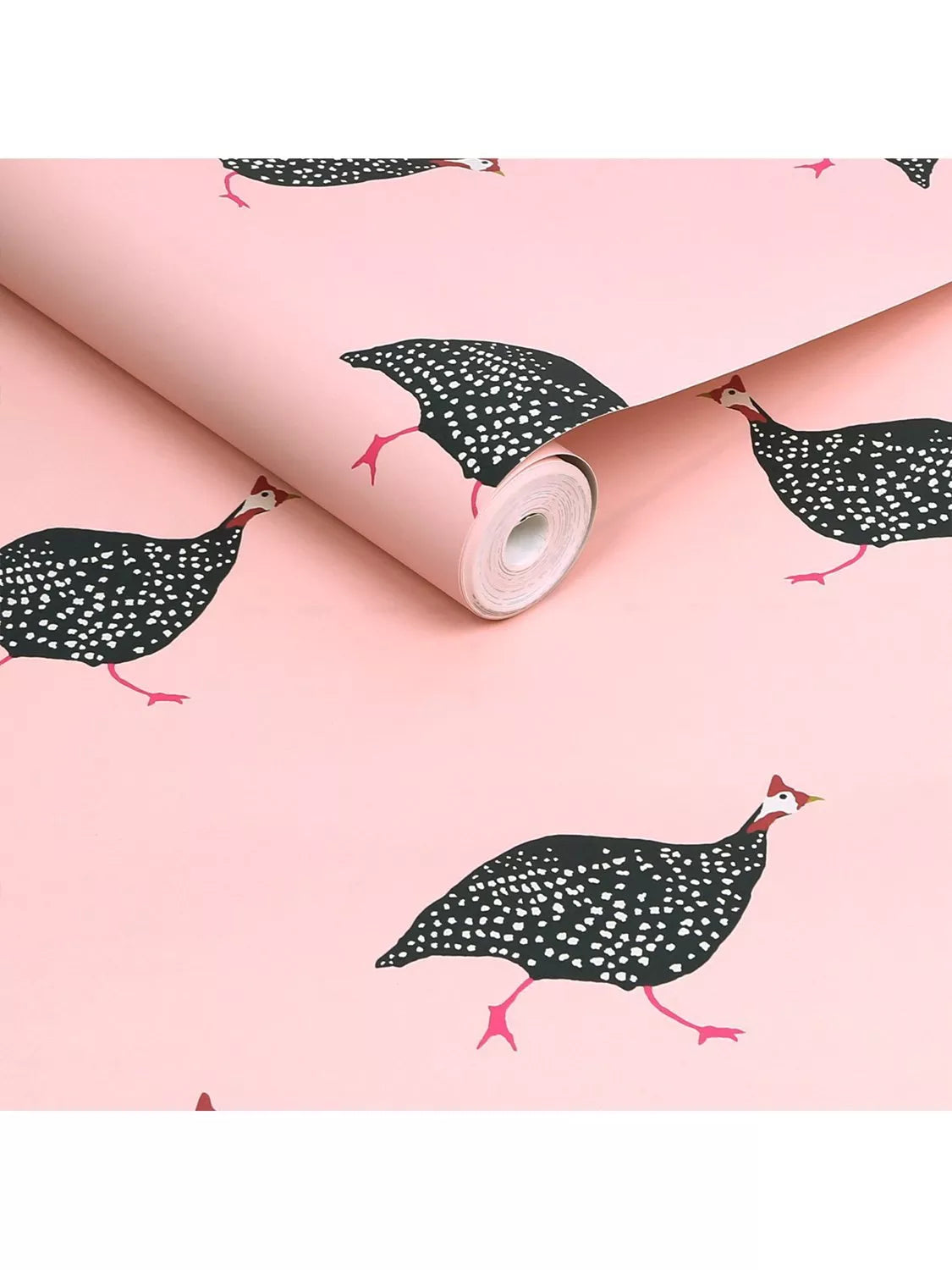 Joules guinea fowl wallpaper blush pink, imported from the UK