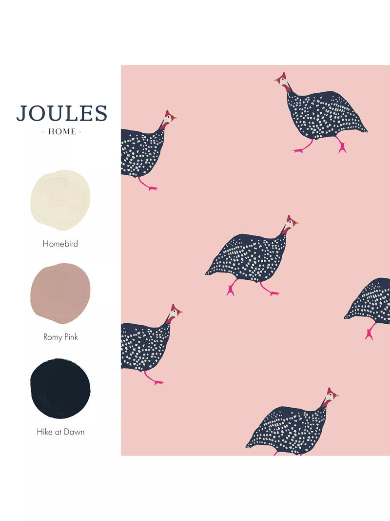 Joules guinea fowl wallpaper blush pink, imported from the UK