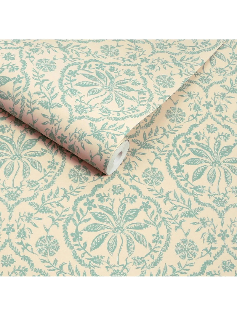 Joules Indienne Palm wallpaper duck egg 5.2m² - British product