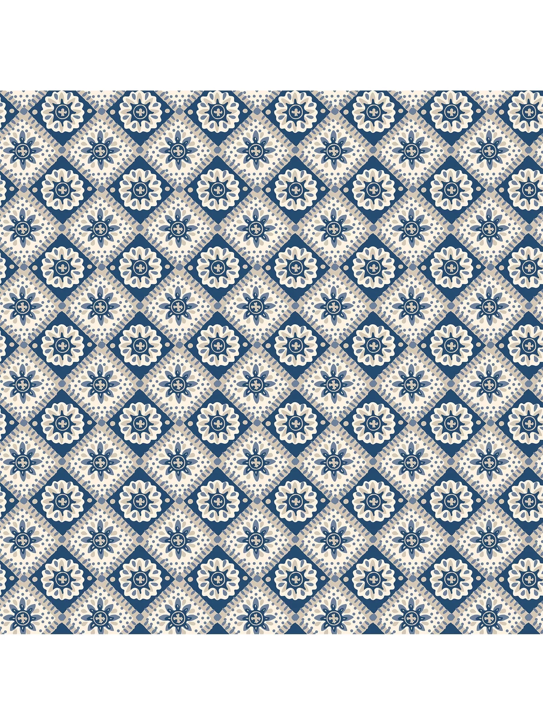 Joules Meadow Geo Wallpaper navy cream, imported from the UK