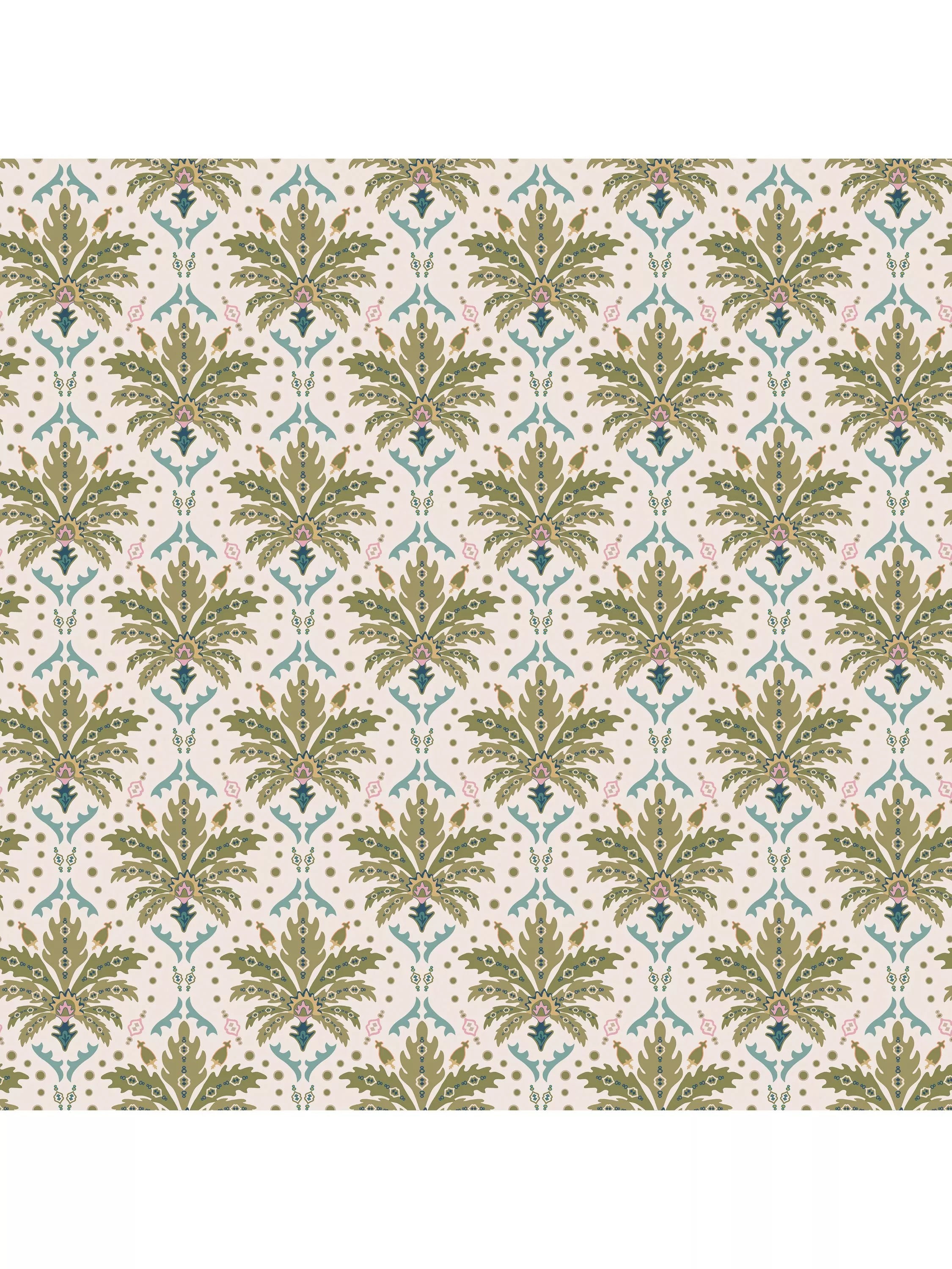 Joules Palm Geo Print Wallpaper cream multi (British brand)