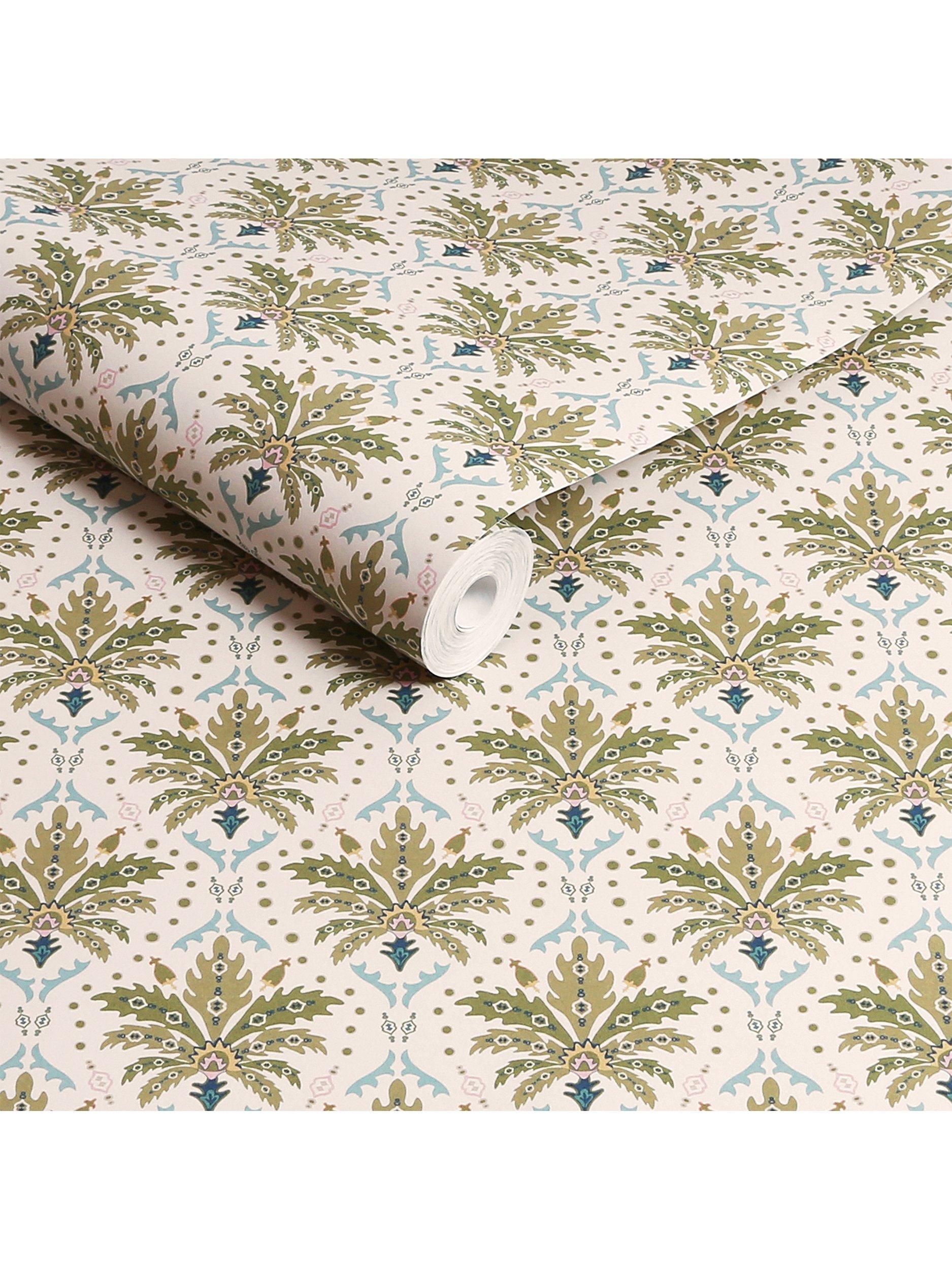 Joules Palm Geo Print Wallpaper cream multi (British brand)