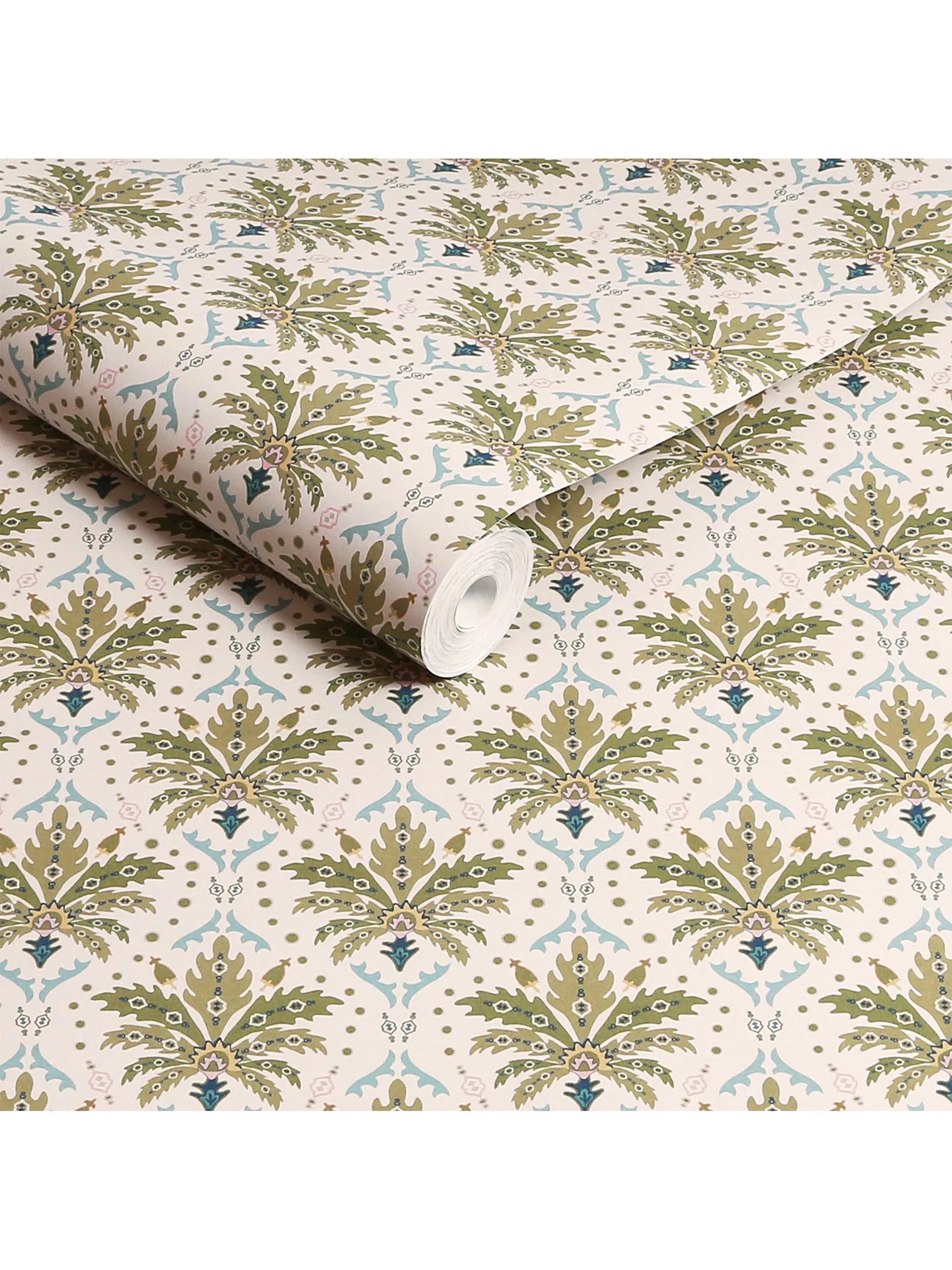 Joules Palm Geo Print Wallpaper cream multi (British brand)
