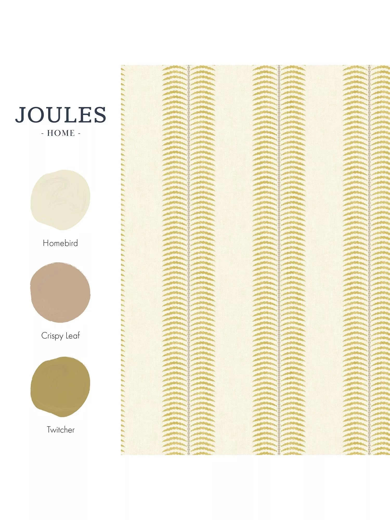 Joules Palm Leaf Stripe wallpaper in cream and yellow, imported from the UK