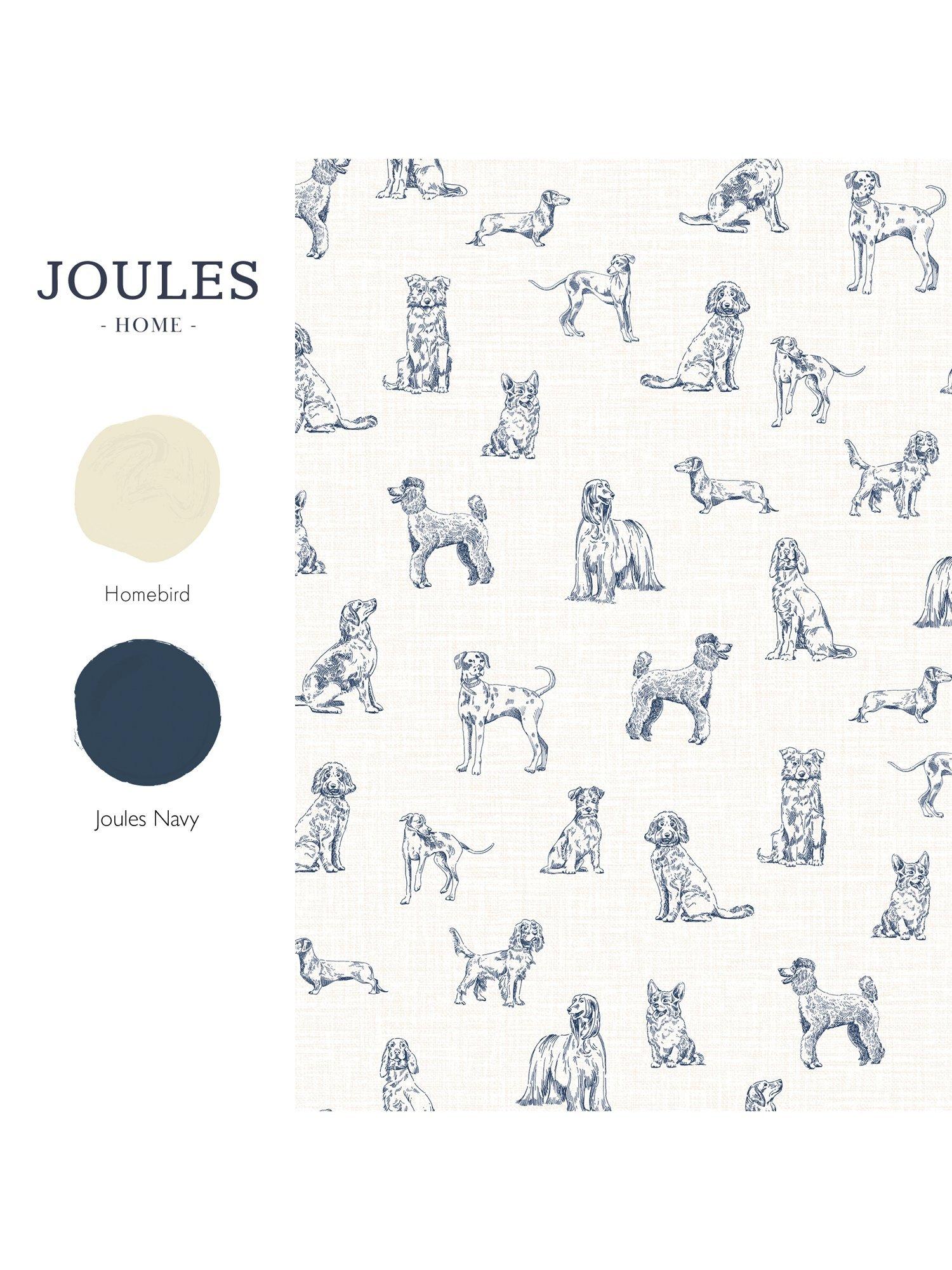Joules Sketched Dogs wallpaper cream and blue roll (British brand)