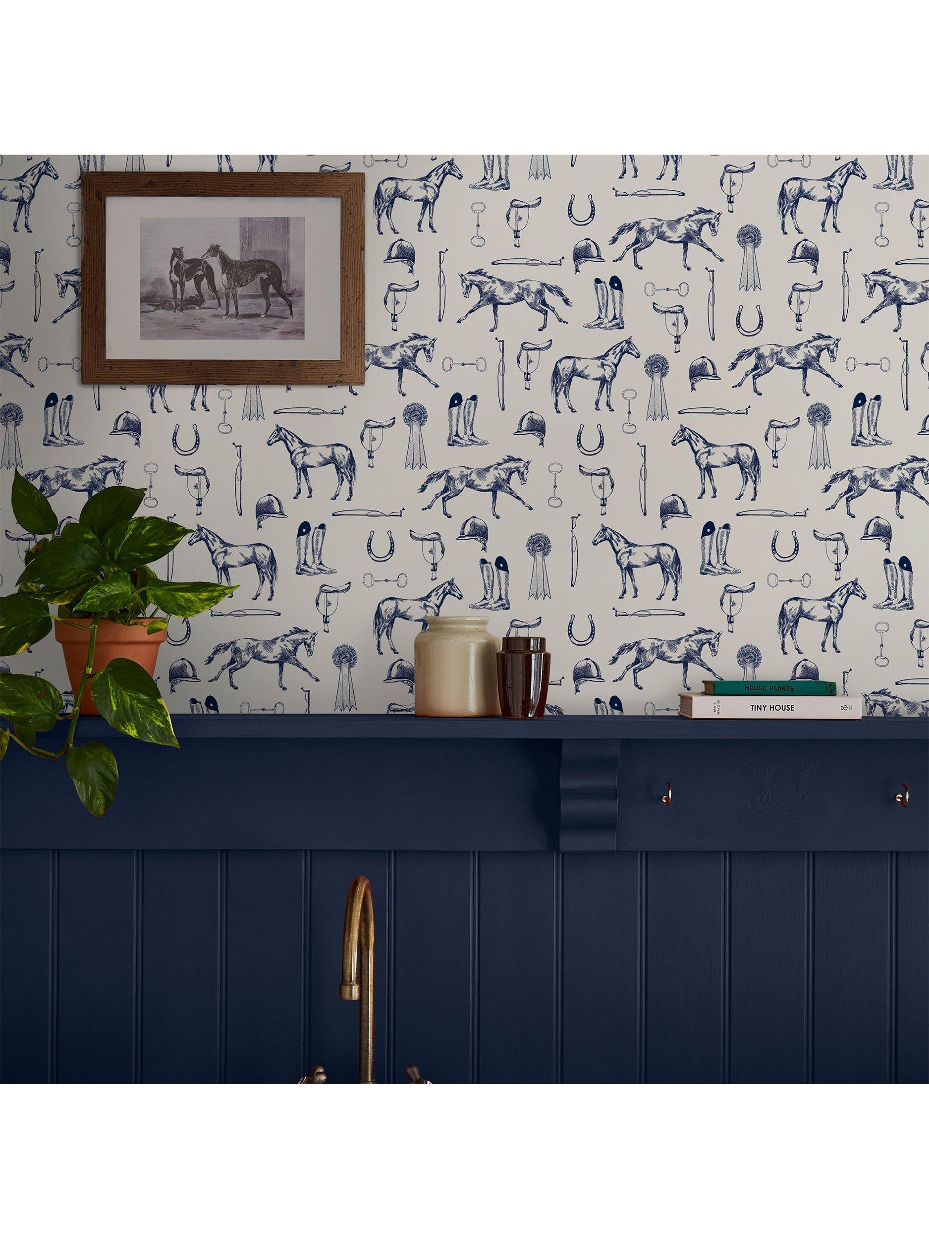 Joules wallpaper sketched equestrian print 7.5cm x 52cm (British brand)