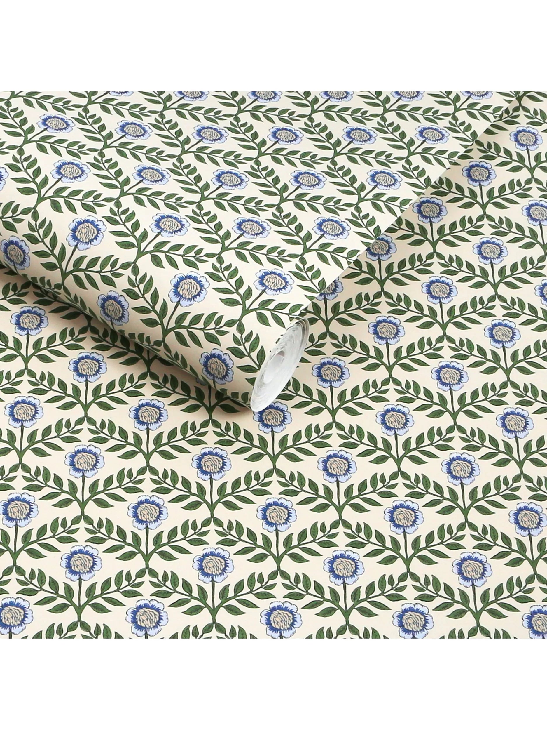 Joules Stately Floral wallpaper green and blue - British product