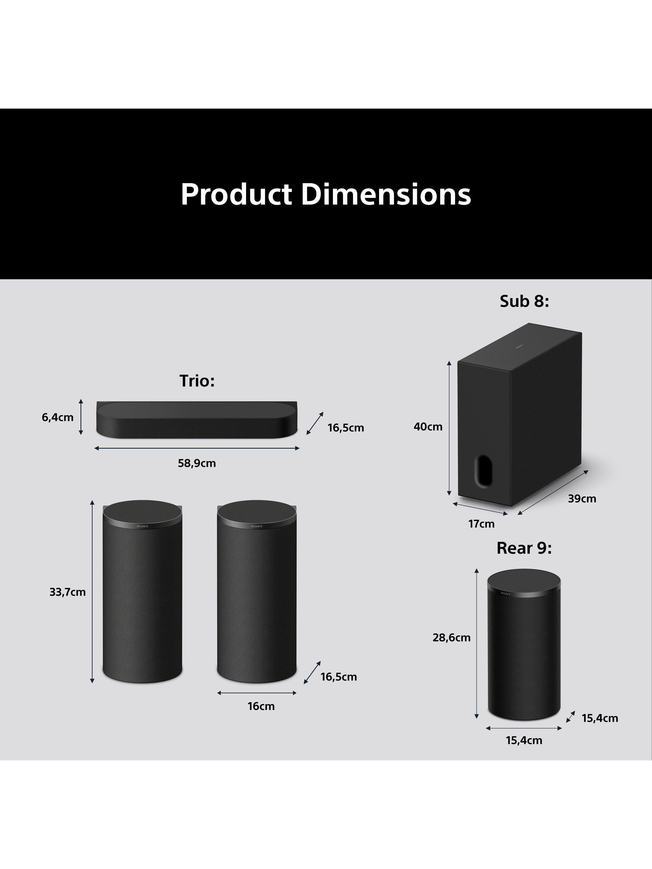 Sony BRAVIA Theatre Trio soundbar system with subwoofer and rear speakers, imported from the UK