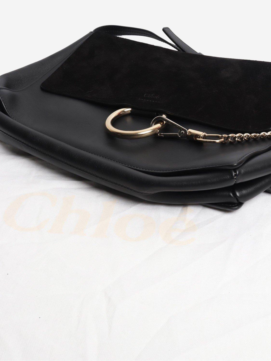 Chloé Faye black suede-leather shoulder bag, UK version