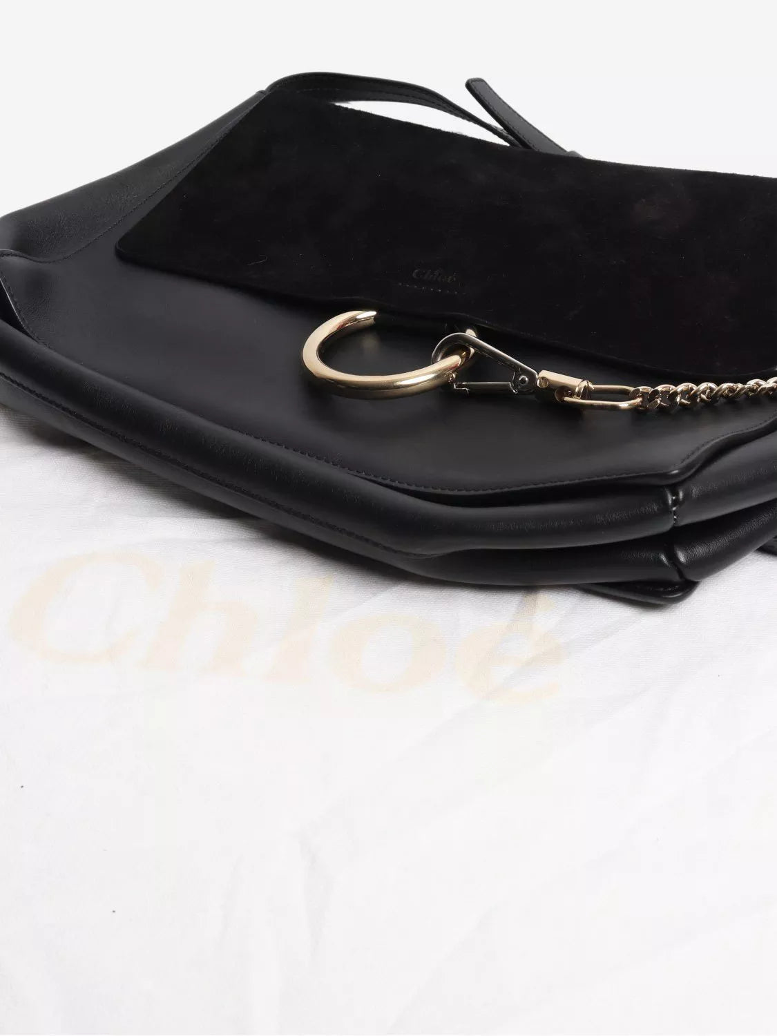 Chloé Faye black suede-leather shoulder bag, UK version