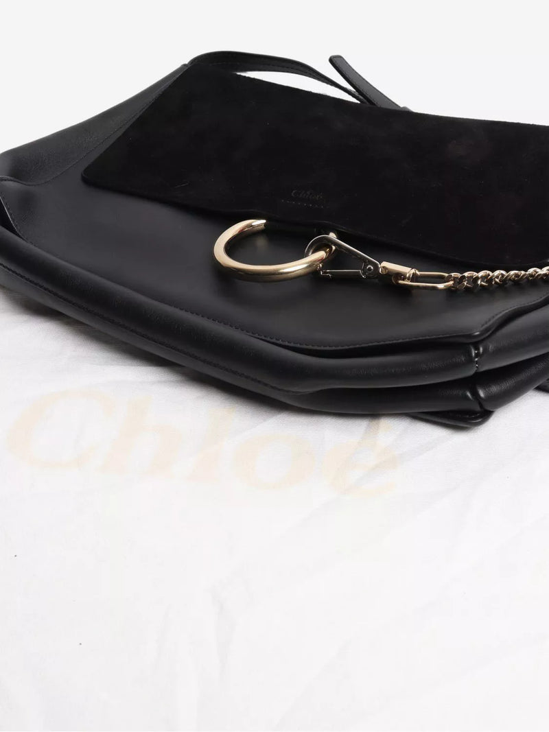 Chloé Faye black suede-leather shoulder bag, UK version