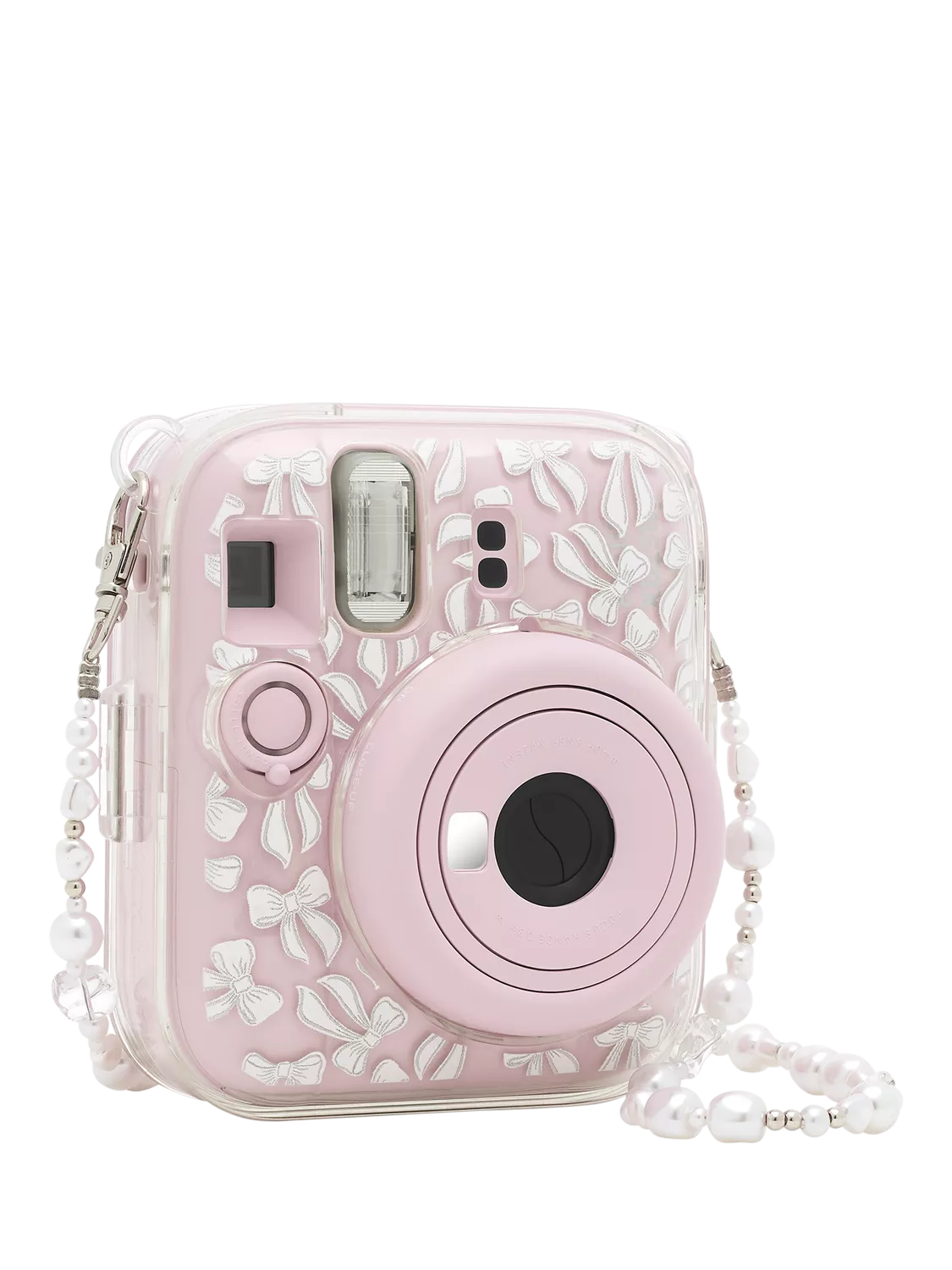instax Skinnydip Bow clear camera case (British brand)
