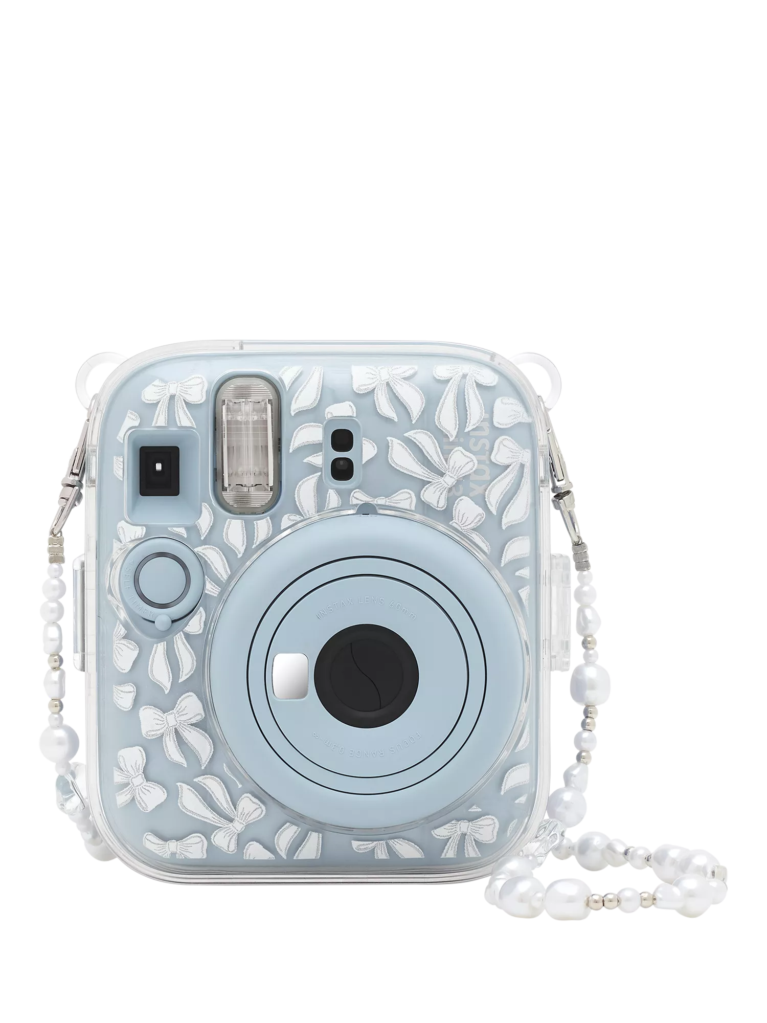instax Skinnydip Bow clear camera case (British brand)