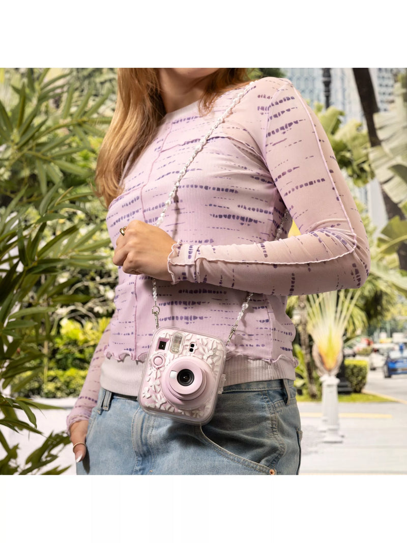 instax Skinnydip Bow clear camera case (British brand)